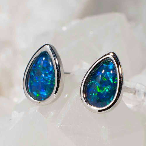 PREMIER PRESTIGE STERLING SILVER AUSTRALIAN OPAL EARRINGS